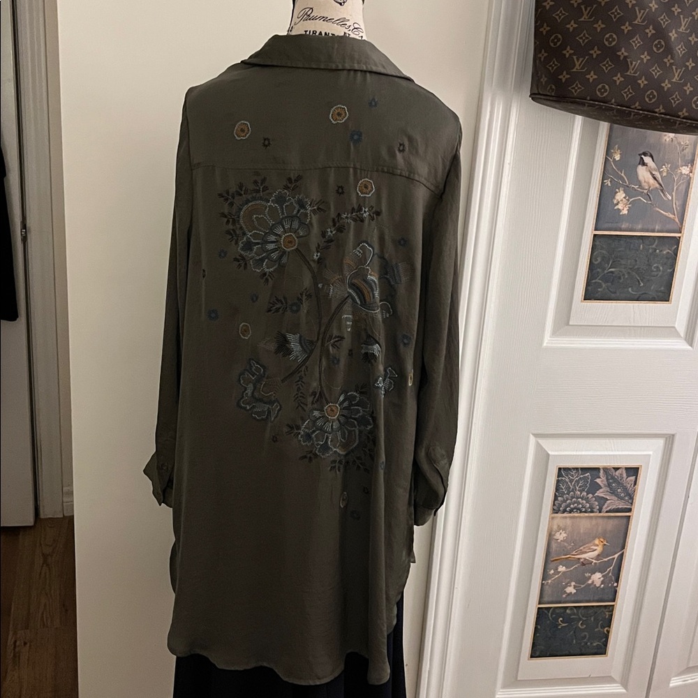 DC Olive Green Longline Button-Down Shirt